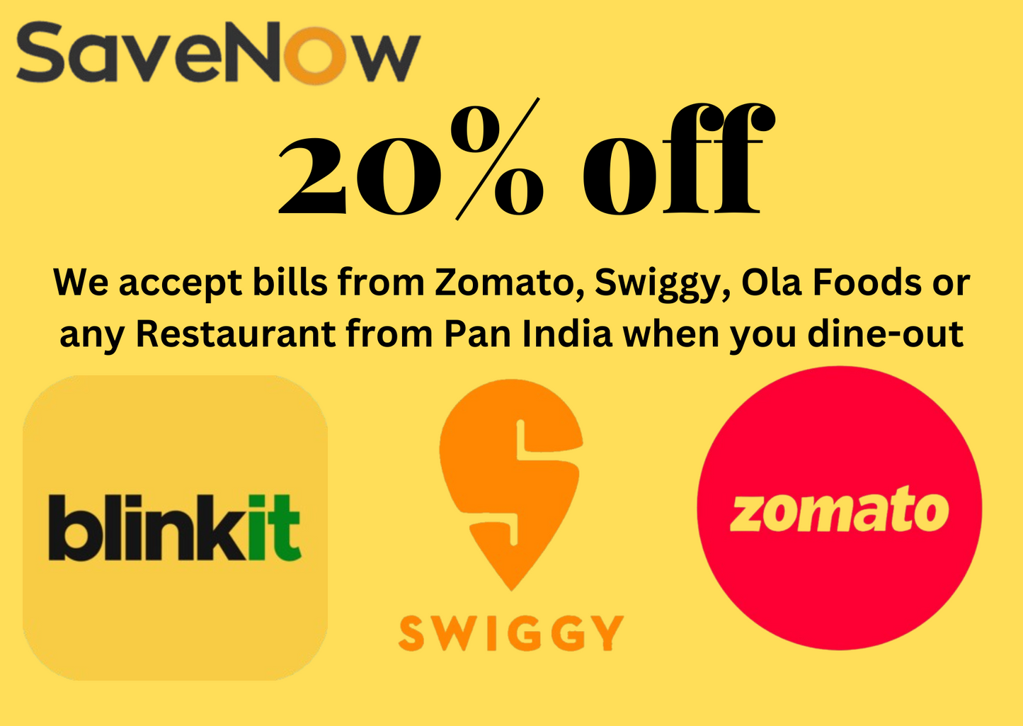 Dine Out/Online Food Ordering Coupons, Bill Range: ₹450 to ₹749